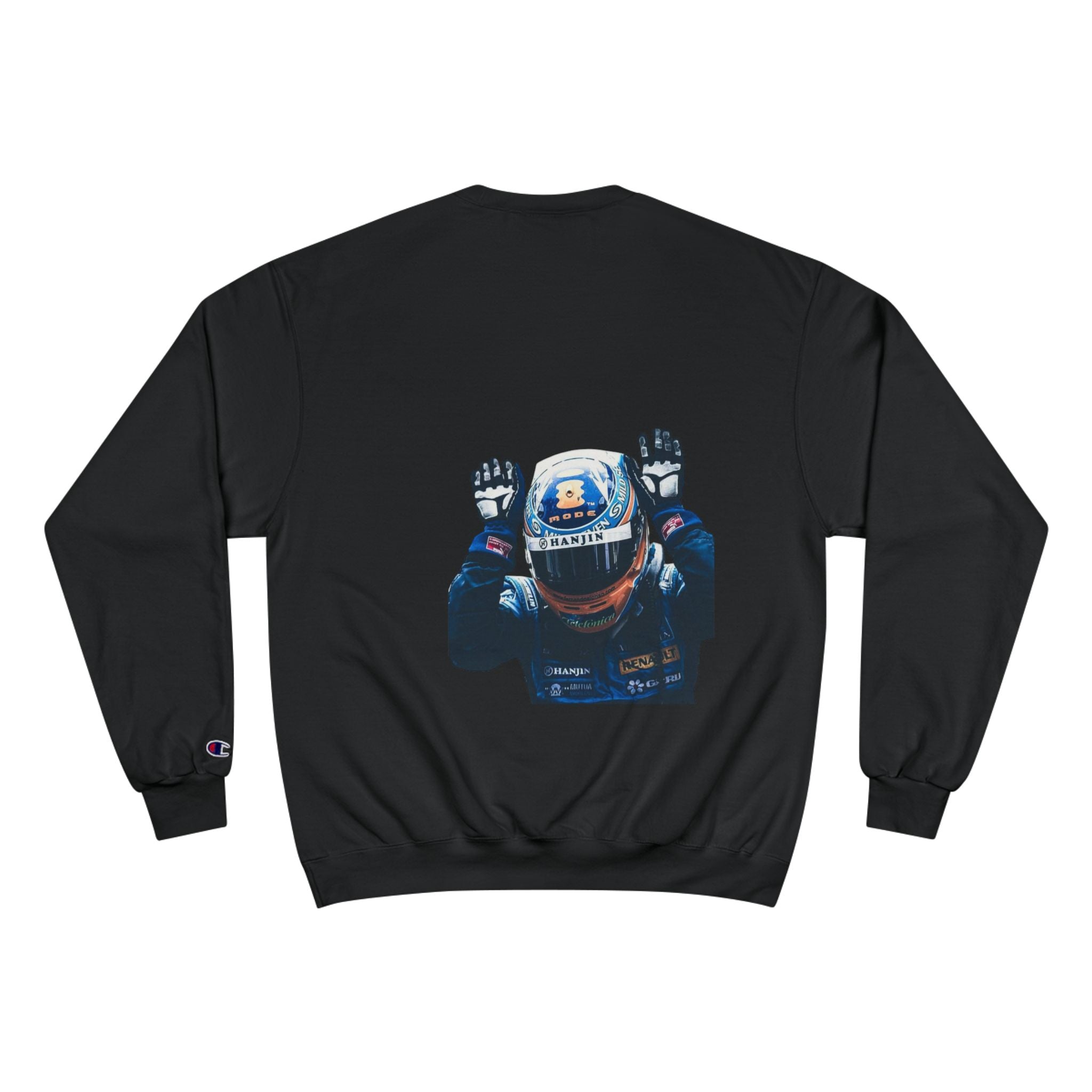 Alonso Racing Champion Sweatshirt — Driver Helmet & Victory Back Print
